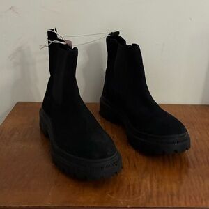Suede Chelsea Boots, Size 9, Black